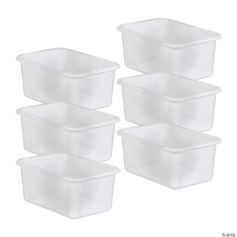 Teacher Created Resources&amp;#174; Small Plastic Storage Bin, Clear, Pack of 6 Image