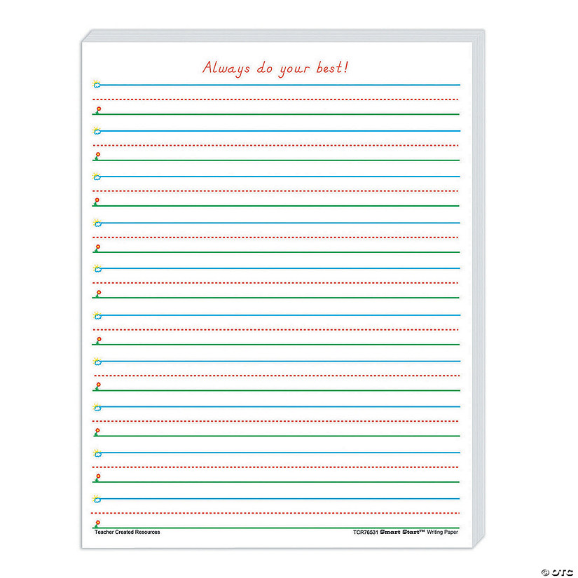 Teacher Created Resources Smart Start 1-2 Writing Paper, 100 Sheets Per Pack, Set of 4 Packs Image