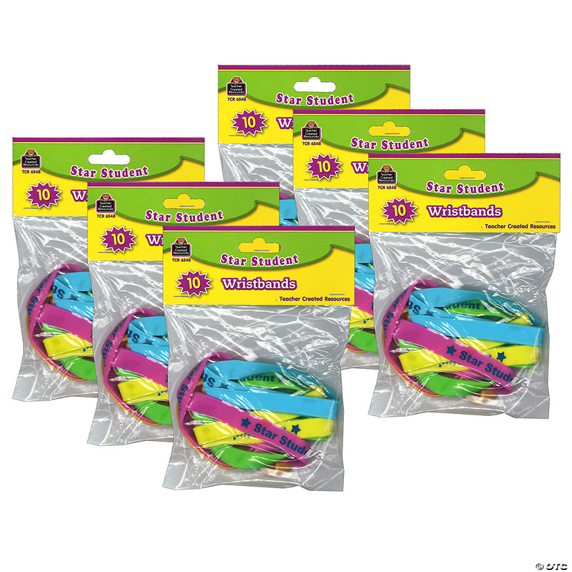 Teacher Created Resources Star Student Wristbands, 10 Per Pack, 6 Packs Image