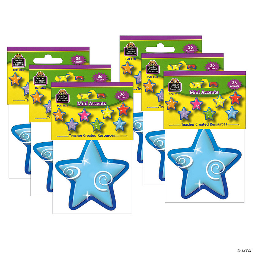 Teacher Created Resources Stars Mini Accents, 36 Per Pack, 6 Packs Image