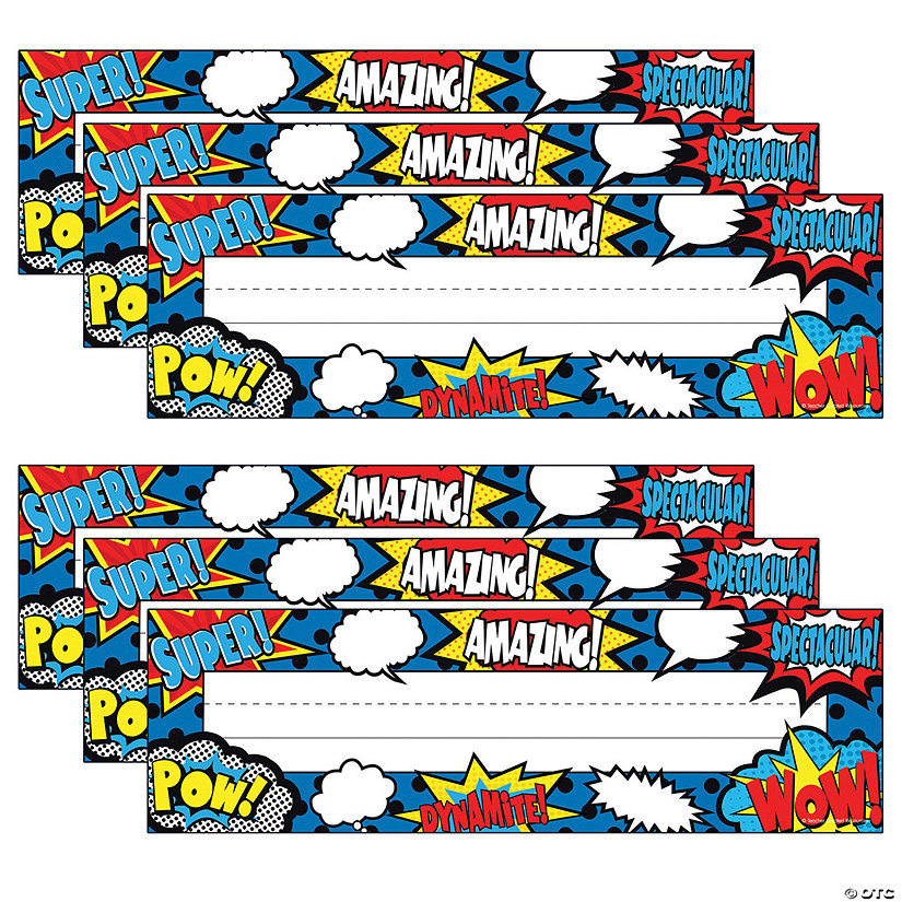 Teacher Created Resources Superhero Flat Name Plates, 36 Per Pack, 6 Packs Image