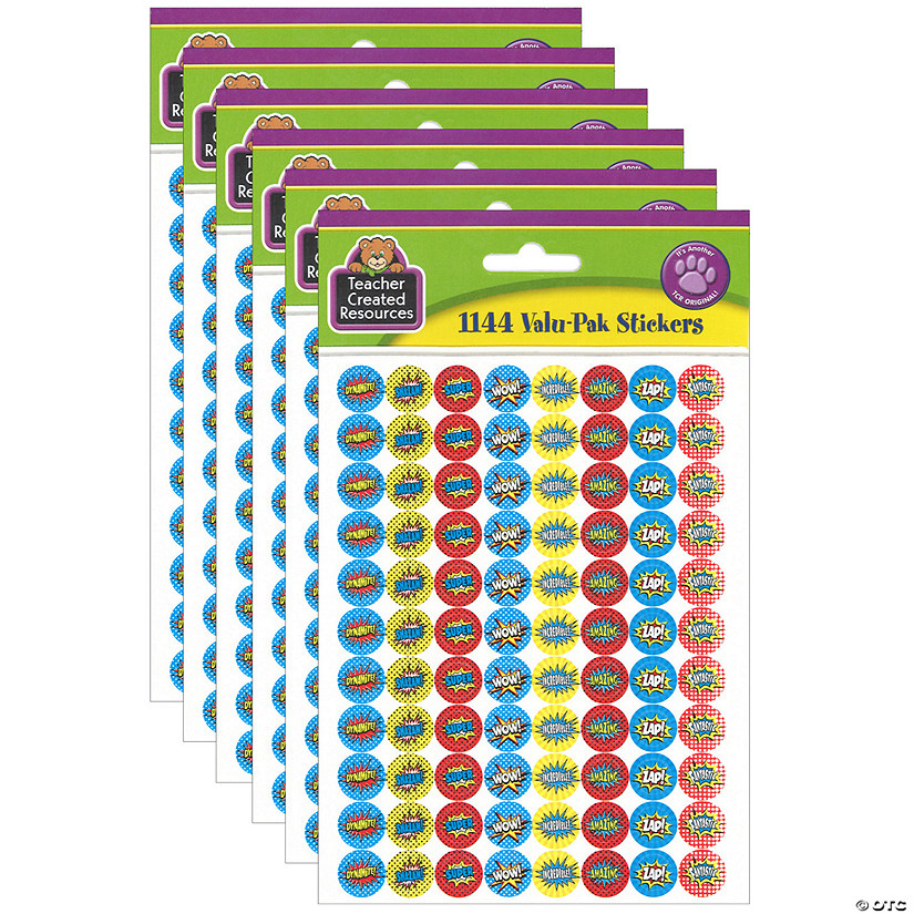 Teacher Created Resources Superhero Mini Stickers Valu-Pak, 1144 Per Pack, 6 Packs Image