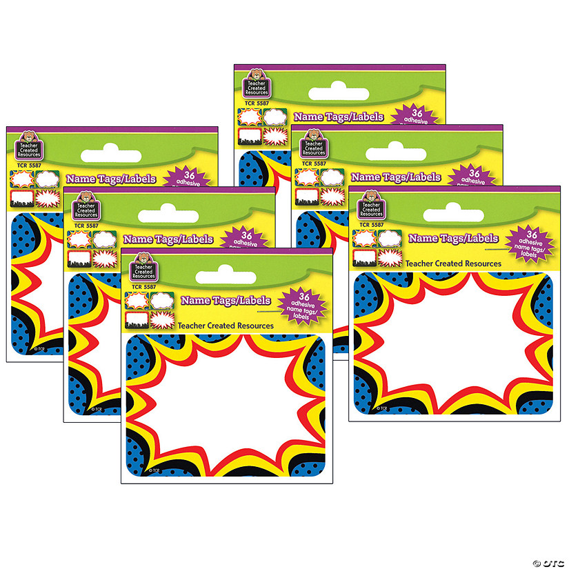 Teacher Created Resources Superhero Name Tags/Labels, 36 Per Pack, 6 Packs Image
