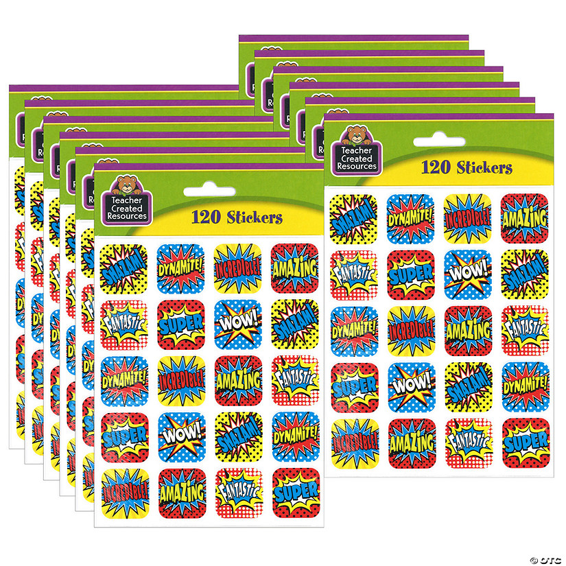 Teacher Created Resources Superhero Stickers, 1", 120 Per Pack, 12 Packs Image