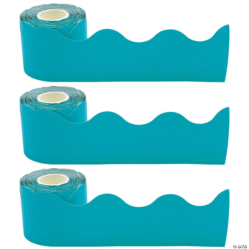 Teacher Created Resources Teal Scalloped Rolled Border Trim, 50 Feet Per Roll, Pack of 3 Image