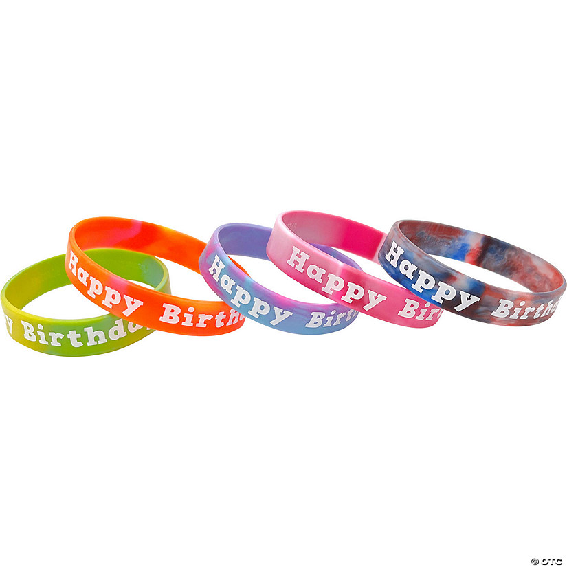 Teacher Created Resources Tie-Dye Happy Birthday Wristbands, 10 Per Pack, 6 Packs Image
