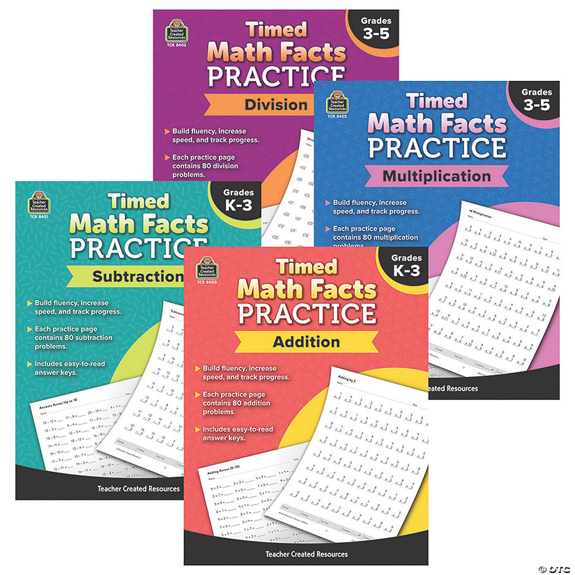 Teacher Created Resources Timed Math Facts Practice: Addition, Subtraction, Multiplication & Division Set Image