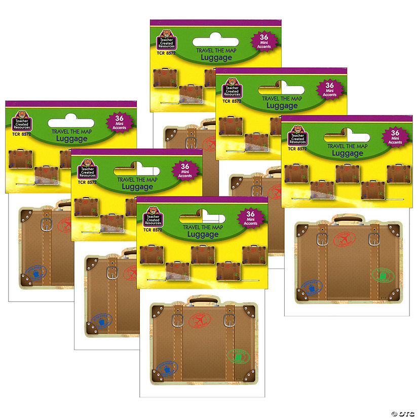 Teacher Created Resources Travel the Map Luggage Mini Accents, 36 Per Pack, 6 Packs Image
