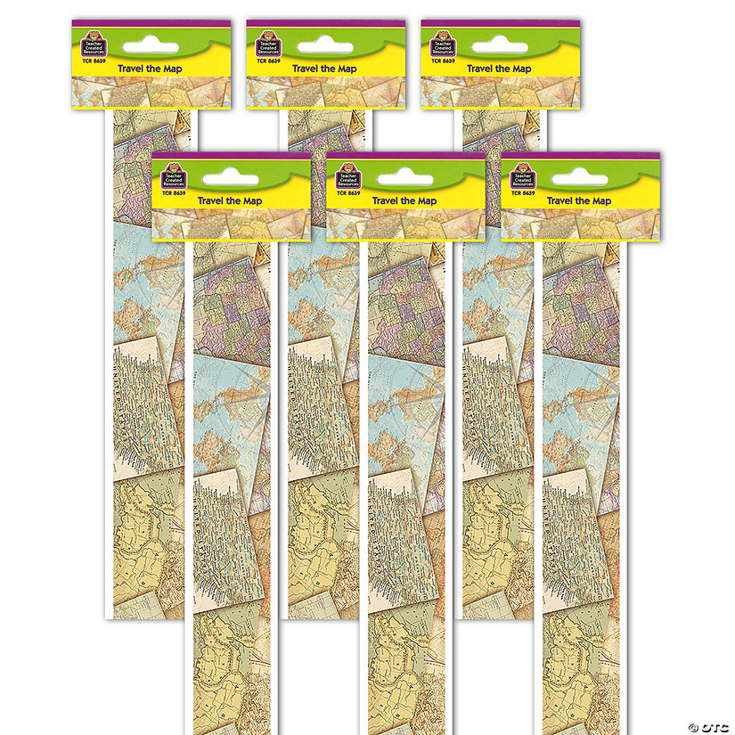 Teacher Created Resources Travel the Map Straight Border Trim, 35 Feet Per Pack, 6 Packs Image