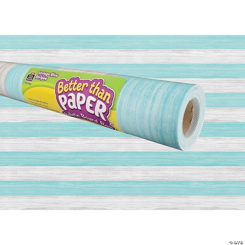 Teacher Created Resources Vintage Blue Stripes Better Than Paper Bulletin Board Roll, 4' x 12', Pack of 4 Image