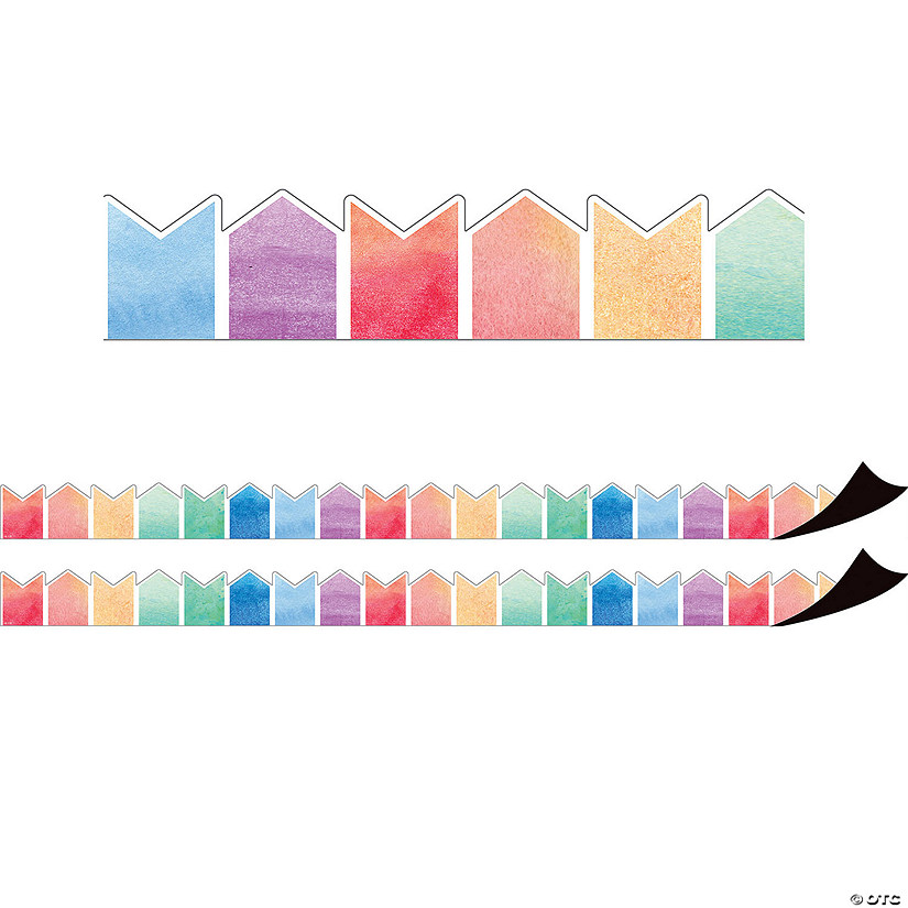 Teacher Created Resources Watercolor Pennants Magnetic Border, 24 Feet Per Pack, 2 Packs Image