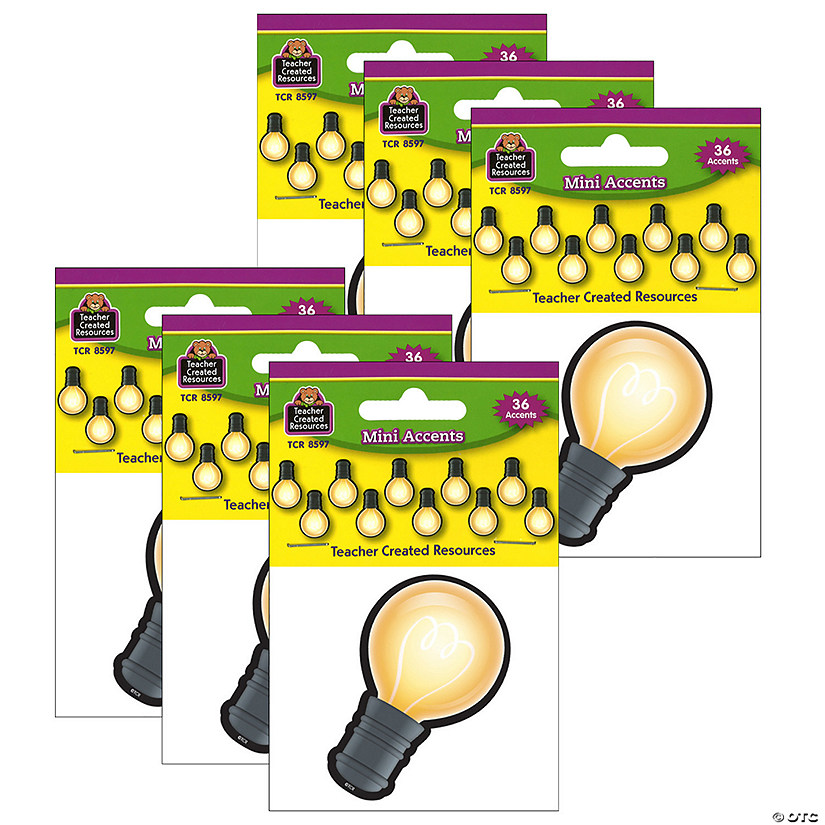 Teacher Created Resources White Light Bulbs Mini Accents, 36 Per Pack, 6 Packs Image