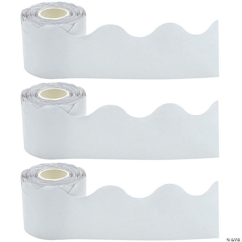 Teacher Created Resources White Scalloped Rolled Border Trim, 50 Feet Per Roll, Pack of 3 Image