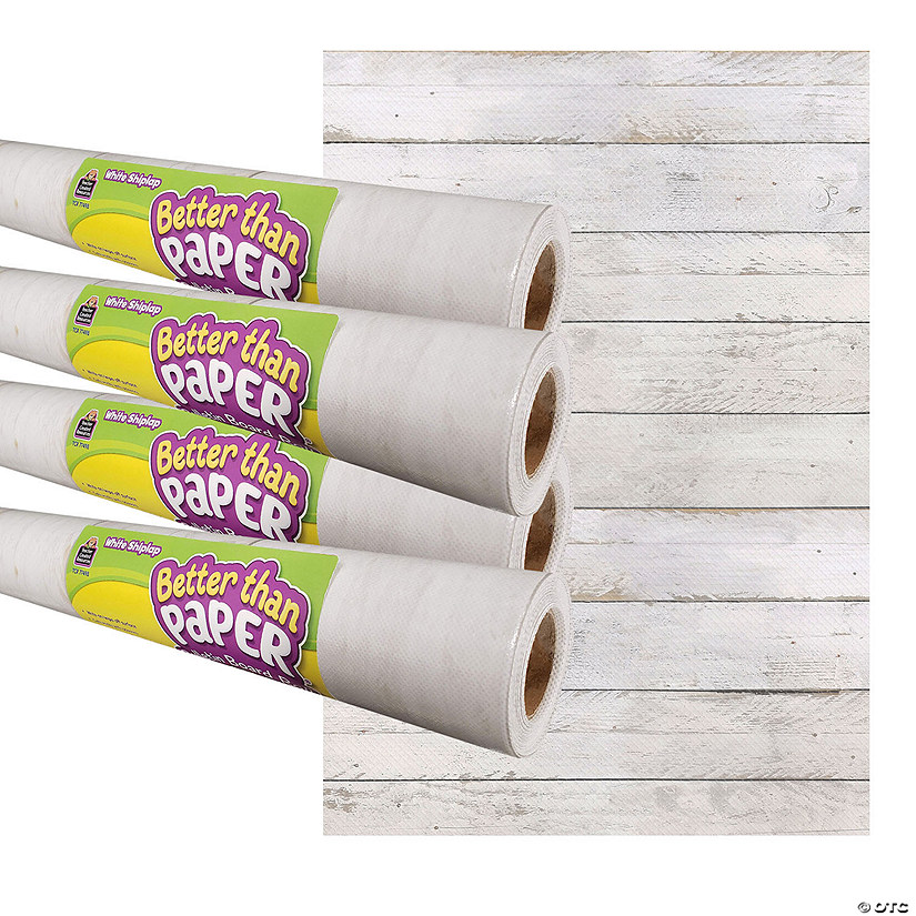 Teacher Created Resources White Shiplap Better Than Paper Bulletin Board Roll, 4' x 12', Pack of 4 Image