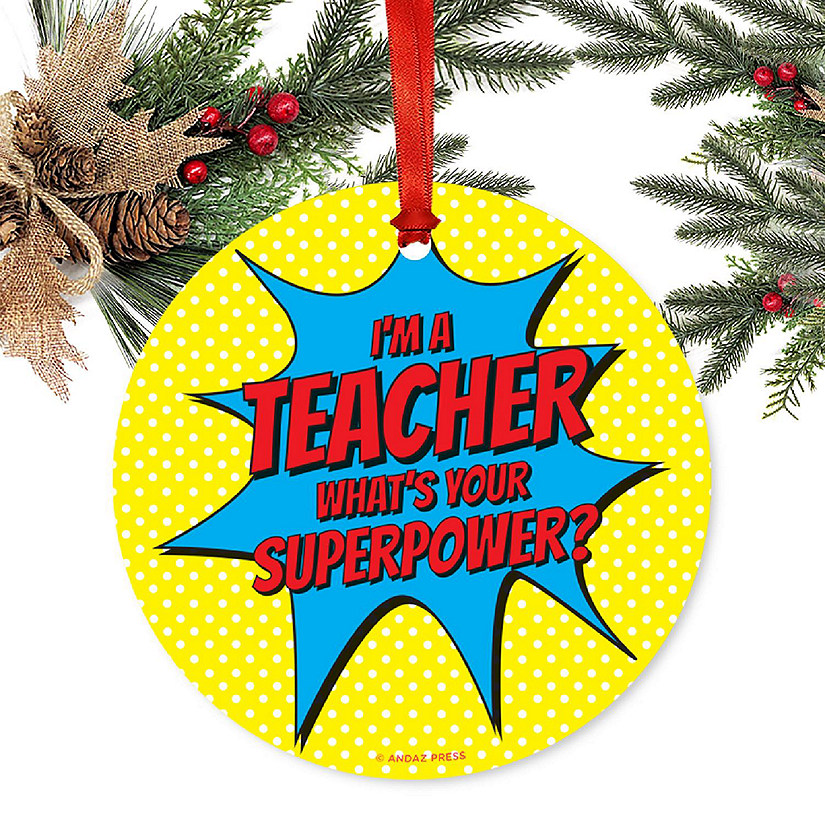 Teacher Metal Ornament, Superpower Image