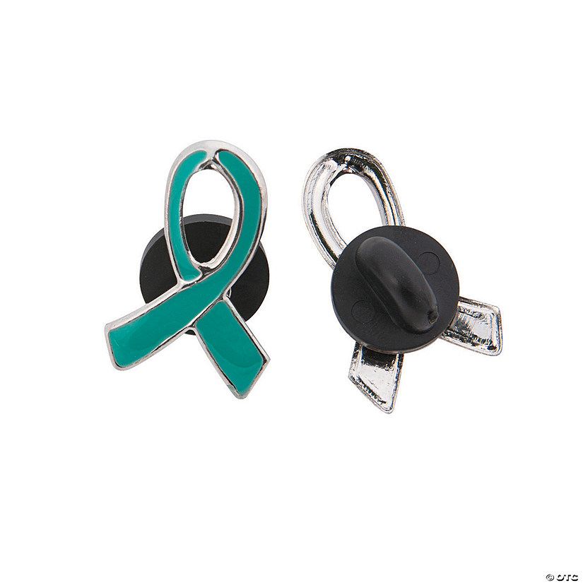 Teal Awareness Ribbon Pins - 12 Pc. Image