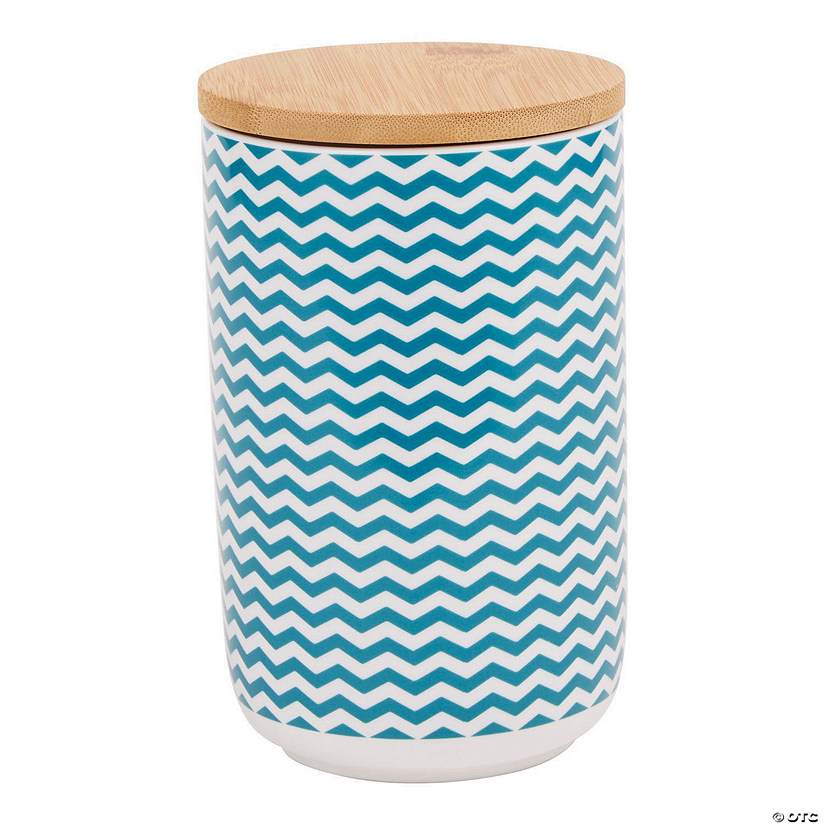 Teal Chevron Ceramic Treat Canister Image