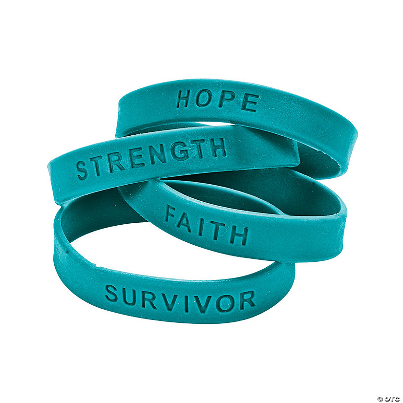 Teal Ribbon Awareness Sayings Bracelets - 24 Pc. Image