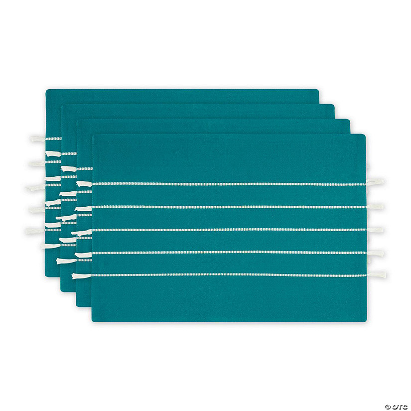 Teal Stripe Tassel Placemat (Set Of 4) Image
