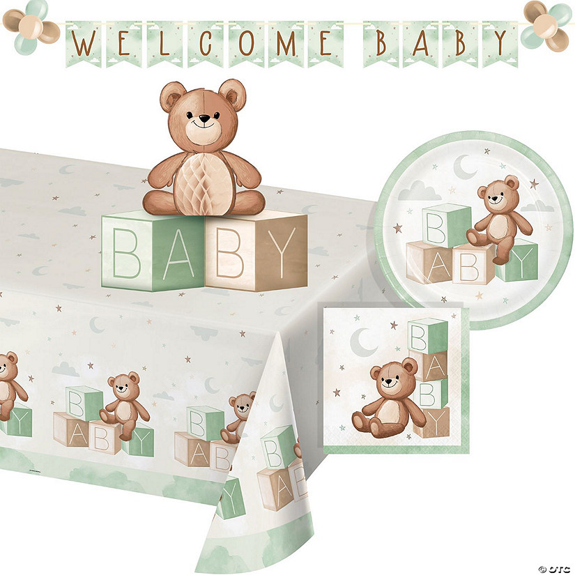 Teddy Bear DeluPropere Baby Shower Tableware and Decorations Kit Image