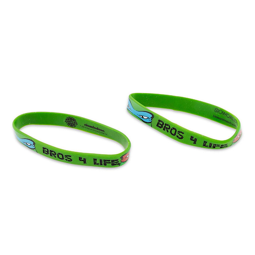 Teenage Mutant Ninja Turtles "Bros 4 Life" Green Rubber Bracelet 2-Pack Image