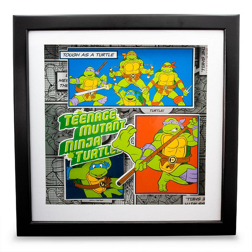 Teenage Mutant Ninja Turtles Wood Frame 3D Shadow Box Wall Art  14 x 14 Inches Image