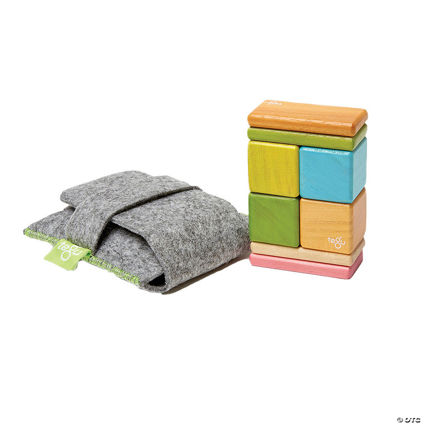 Tegu Magnetic Wooden Blocks, 8-Piece Pocket Pouch, Tints Image