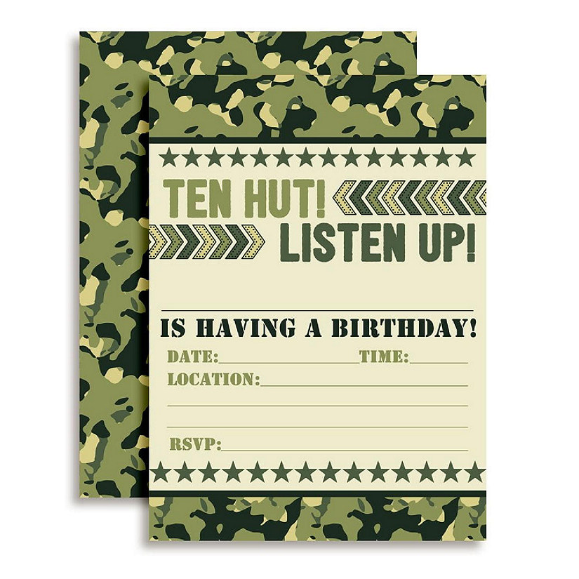 Ten Hut! Army Invitations 40pc. by AmandaCreation Image