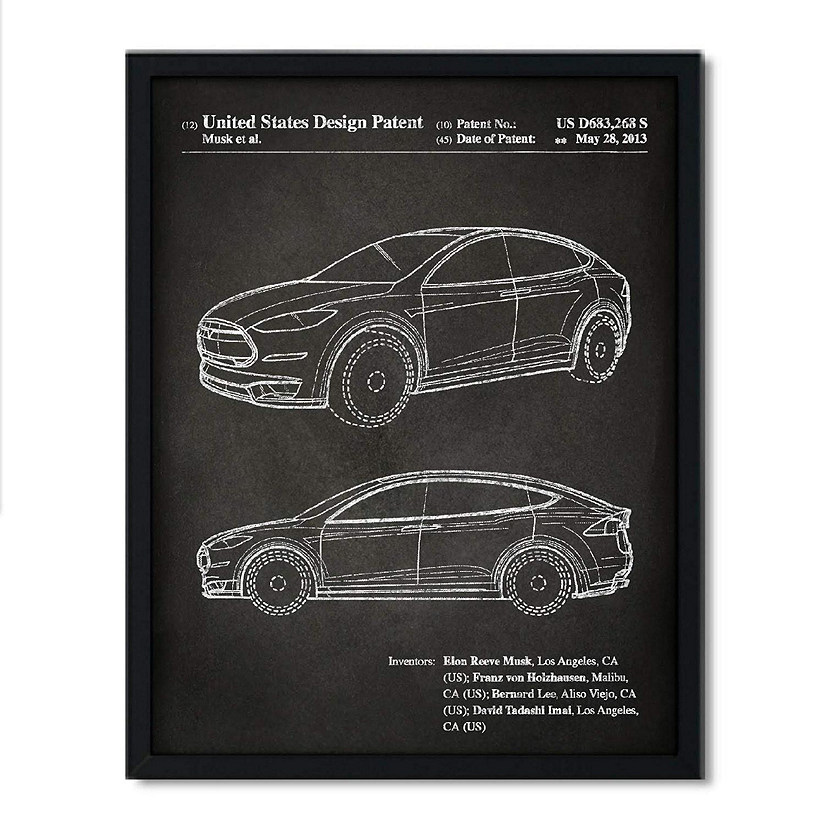 Tesla Model S Patent Poster 8.5x11in Image