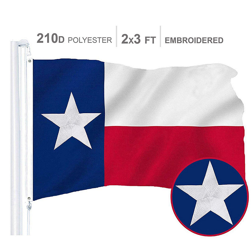 Texas State Flag 210D Embroidered Polyester 2X3 Ft Image