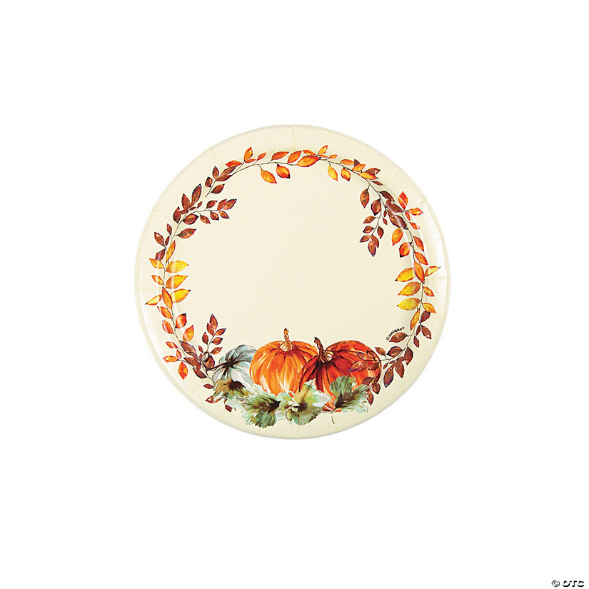 Thank-Fall Pumpkins Paper Dessert Plate - 8 Ct. Image