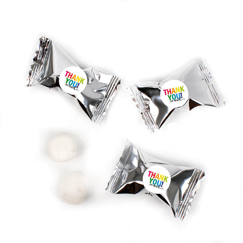 Thank You Candy Mints Party Favors Silver Individually Wrapped Buttermints - 55 Pcs Image