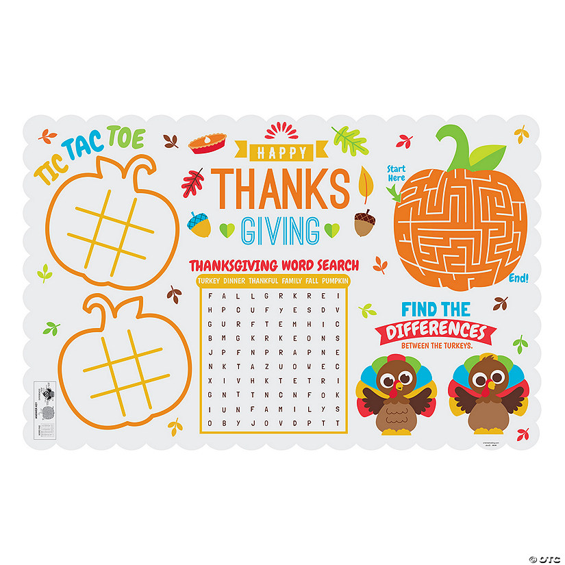 Thanksgiving Activity Placemats - 12 Pc. Image