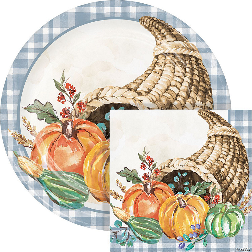 Thanksgiving Cornucopia Plates and Napkins Kit Image