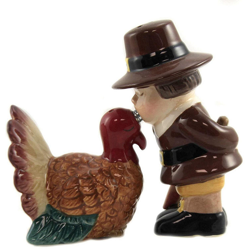 Thanksgiving Turkey Ceramic Salt and Pepper Shaker Set Image