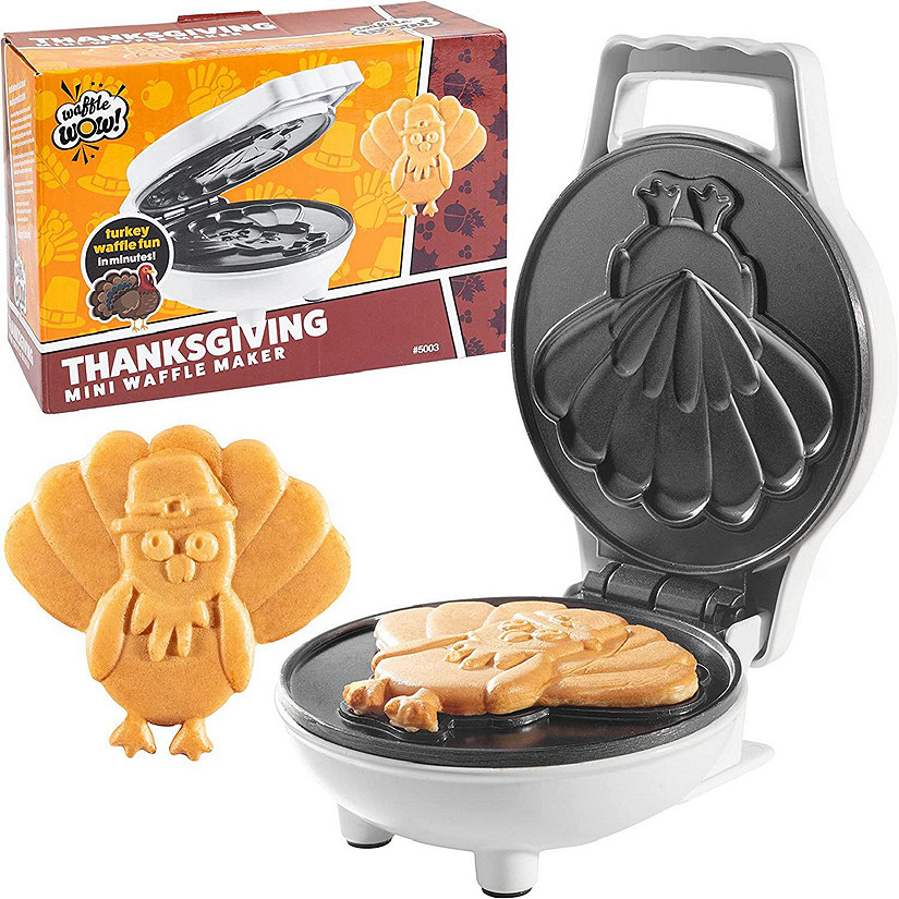 Thanksgiving Turkey Mini Waffle Maker - Make Holiday Breakfast Special for Kids & Adults w/ Cute Design, 4" Waffler Iron Electric Nonstick Appliance - Fun & Fes Image