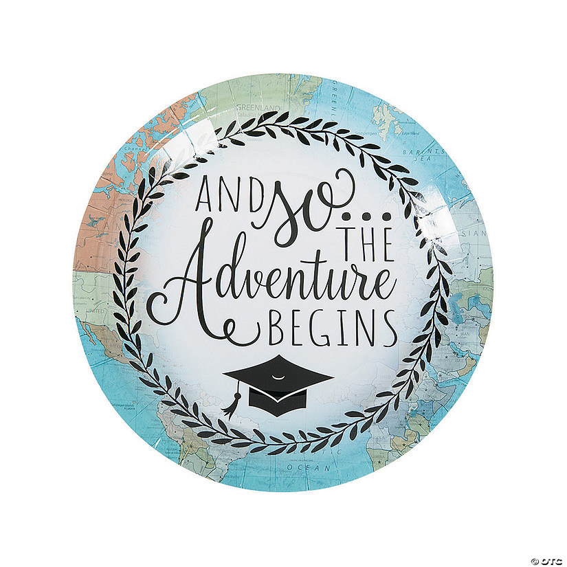 The Adventure Begins Graduation Party Paper Dinner Plates - 8 Ct. Image