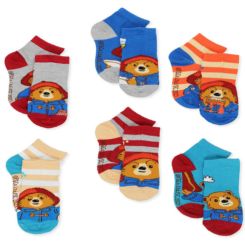 The Adventures of Paddington Bear Toddler Kids 6 Pack Quarter Socks (Small (4-6), Blue) Image