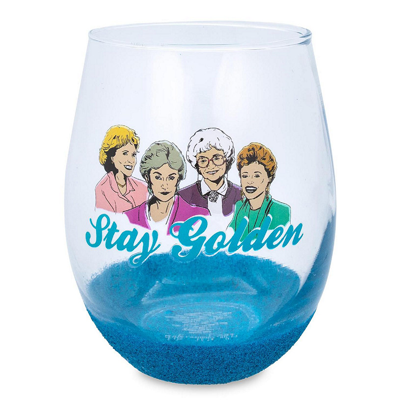 The Golden Girls "Stay Golden" Teardrop Stemless Wine Glass  Holds 20 Ounces Image