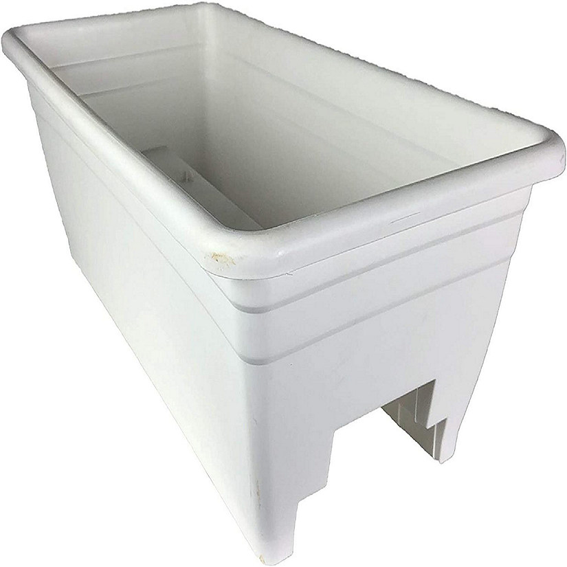 The HC Companies SPX24DB0A1 Deck Rail Box Planter, White 24