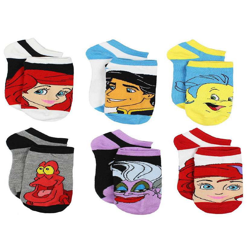 The Little Mermaid Ariel Womens 6 pack Socks (Shoe: 4-10 (Sock: 9-11), Little Mermaid Multi) Image