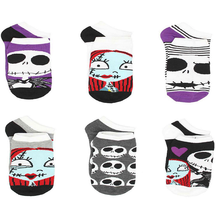 The Nightmare Before Christmas Womens 6 pack Socks (Large (9-11), Jack Sally Purple) Image