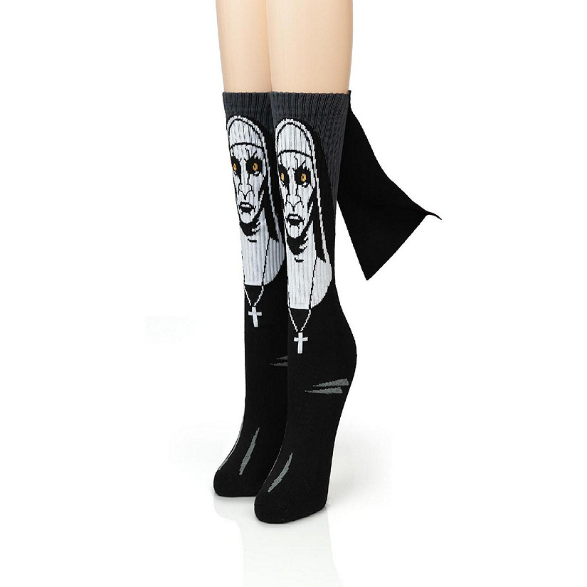 The Nun Athletic Crew Socks with 3D Print - Breathable Black Tube Socks - 1 Pair Image