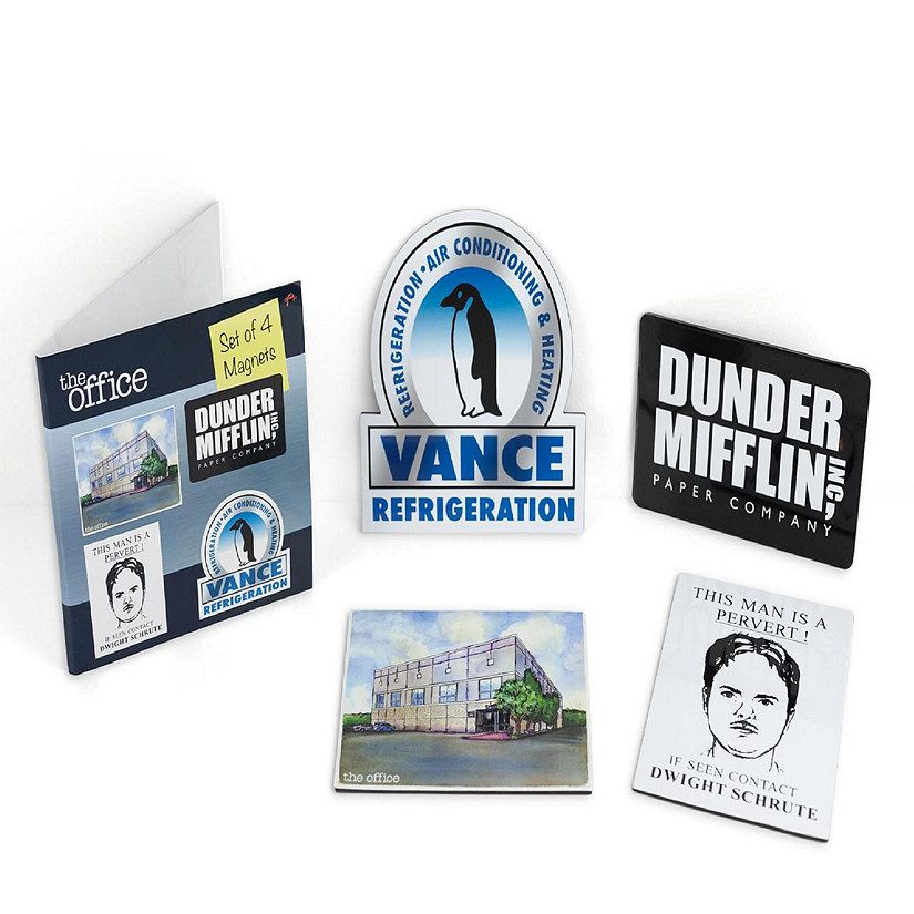 The Office Fridge Magnet Set - 4pcs Cool 4x3 Inches Flat Refrigerator Magnets Image