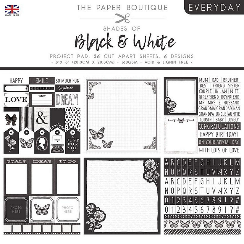 The Paper Boutique Everyday  Shades Of  Black  White 8 in x 8 in Project Pad Image