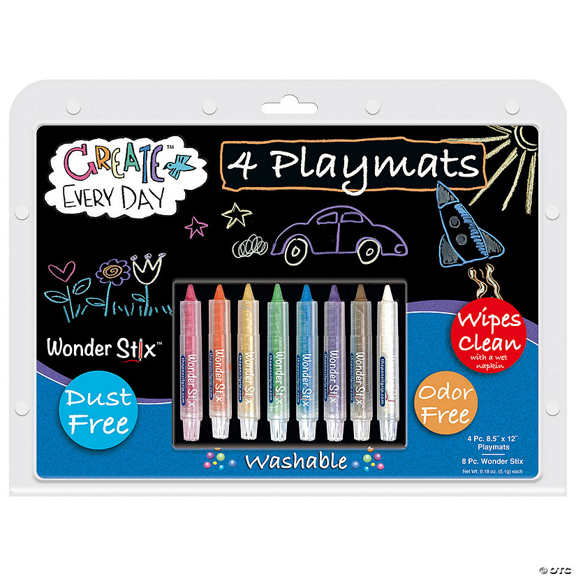 The Pencil Grip Black Board Playmat Kit with 8 Wonder Stix, 8-1/2" x 12", 4 Boards Image