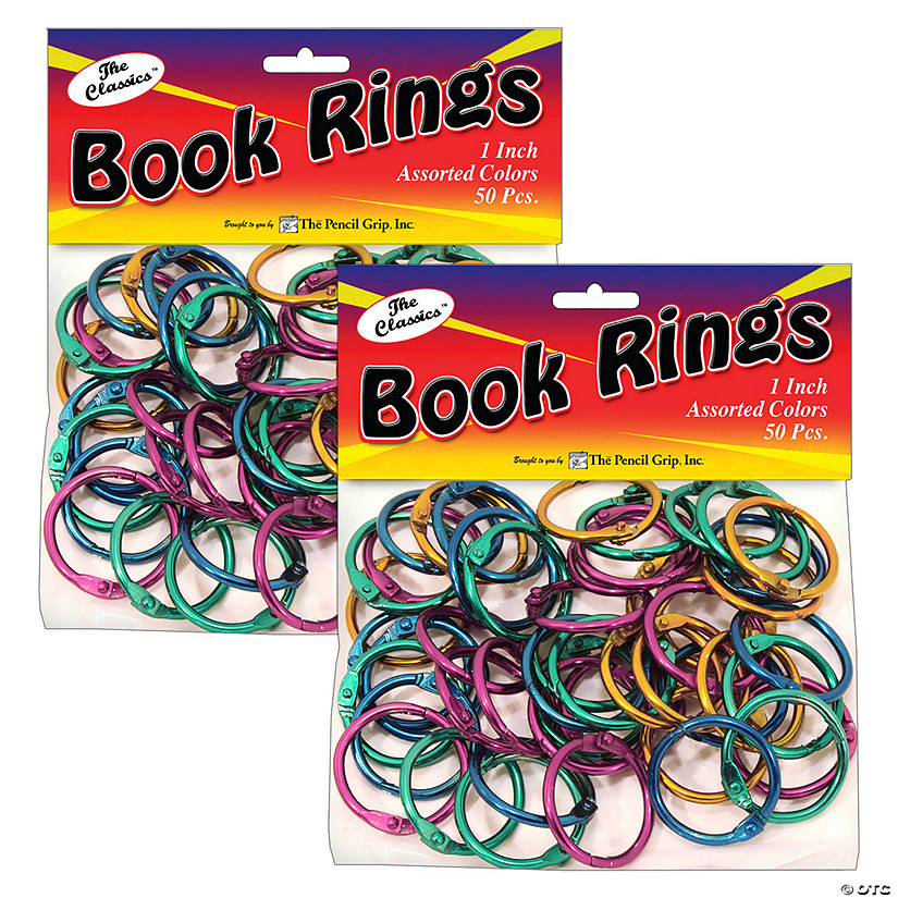 The Pencil Grip Book Rings, Assorted Colors, 50 Pack Per Pack, 2 Packs Image