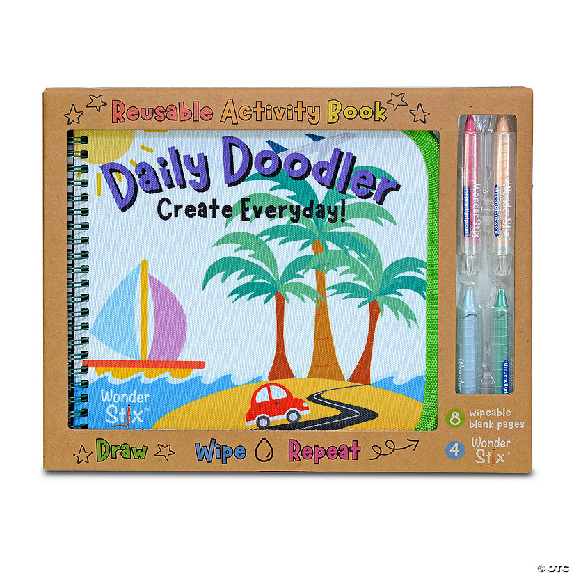 The Pencil Grip Daily Doodler Reusable Activity Book- Dino Cover, Includes 4 Wonder Stix Image