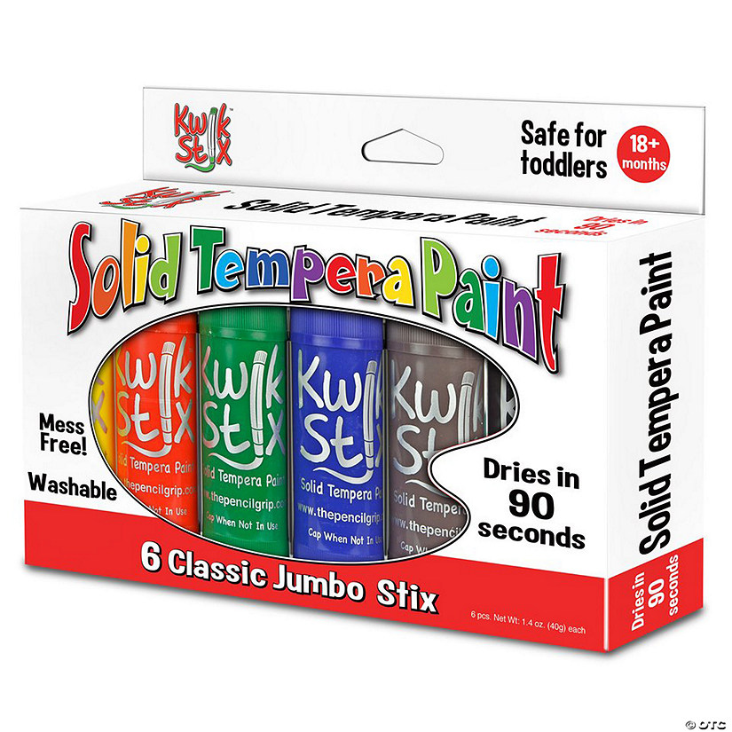 The Pencil Grip Jumbo Solid Tempera Paint Stick, 6 Classic Colors Image