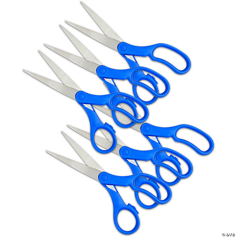 The Pencil Grip Scissors 8", Blue Handle, Pack of 6 Image